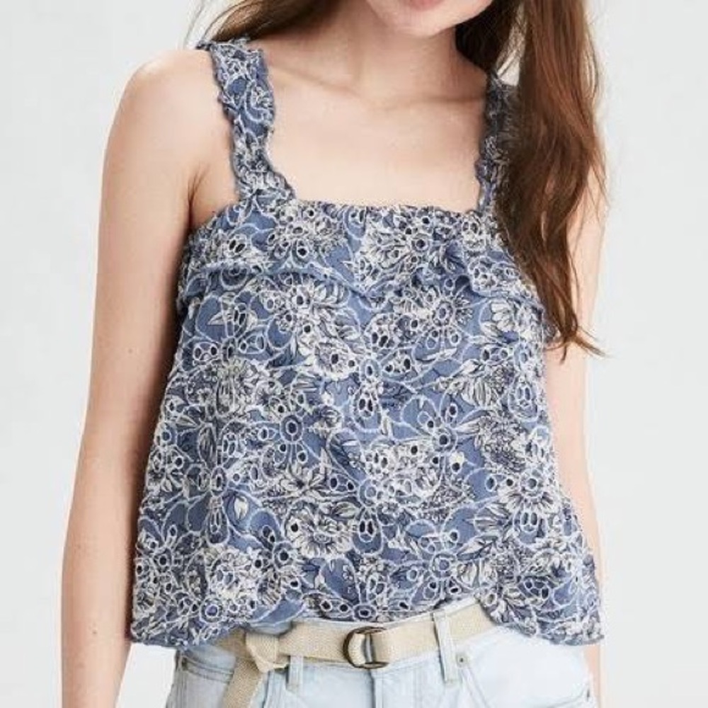 NWOT Floral Ruffle Tank Top